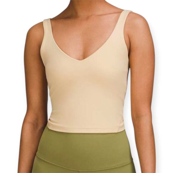 NEW Lululemon ALIGN Tank Shelf Bra SIZE 8 A/B Cup Prosecco Tan Soft NULU Top NWT - Picture 1 of 8